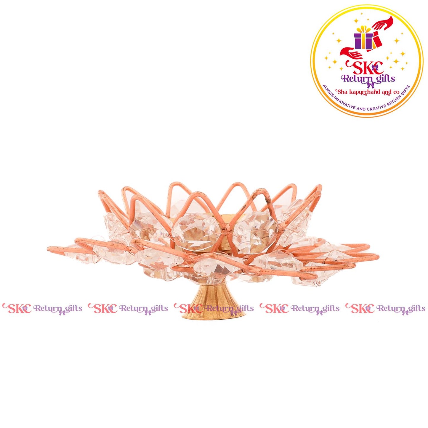 Lotus Crystal Diya Pair