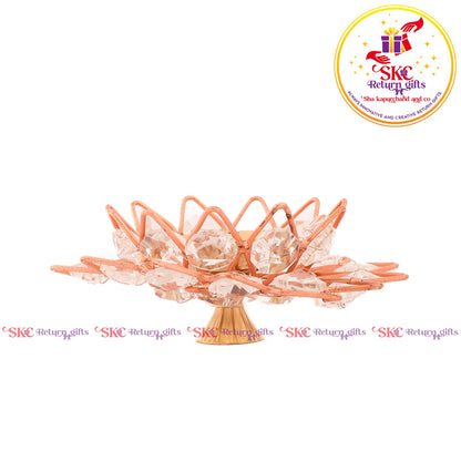 Lotus Crystal Diya Pair