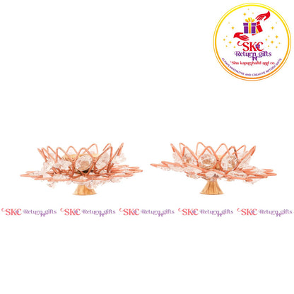 Lotus Crystal Diya Pair