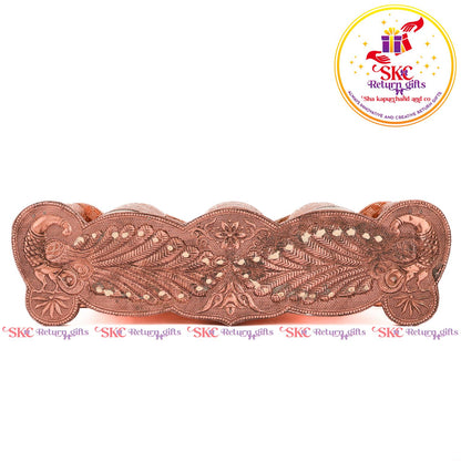 Embossed 3 Pcs Glass Tray Set Copper