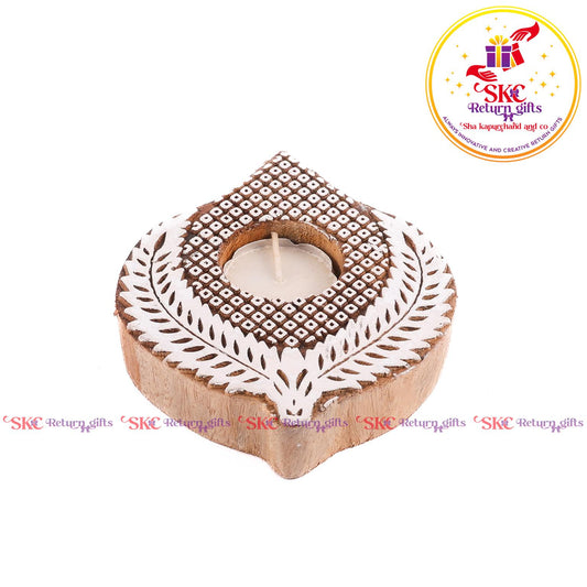Wooden Block Candle Stand Big