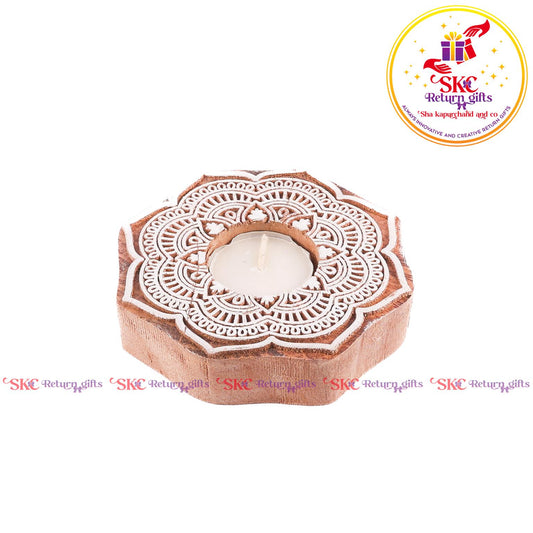 Wooden Block Candle Stand Big