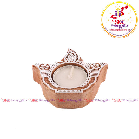 Wooden Block Candle Stand Small