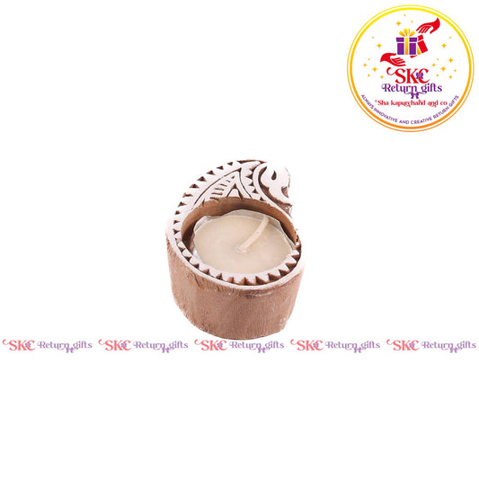 Wooden Block Candle Stand Small