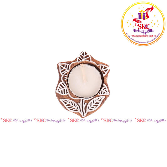 Wooden Block Candle Stand Small