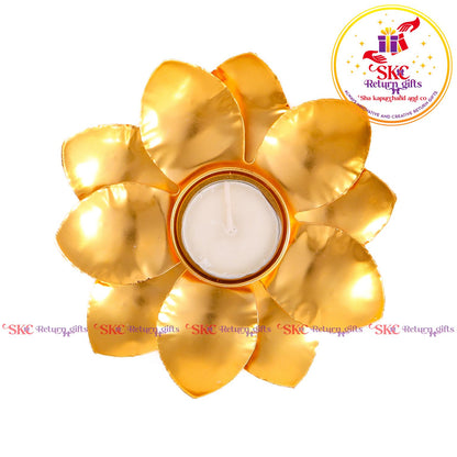 Tea Light Candle Holder Gold
