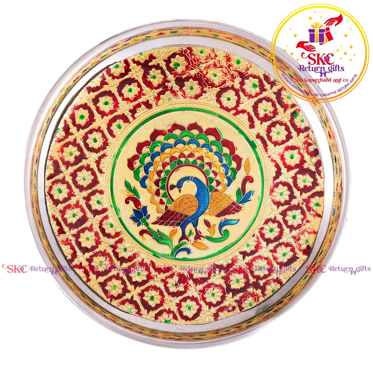 12 Inch Meenakari Pooja Plate