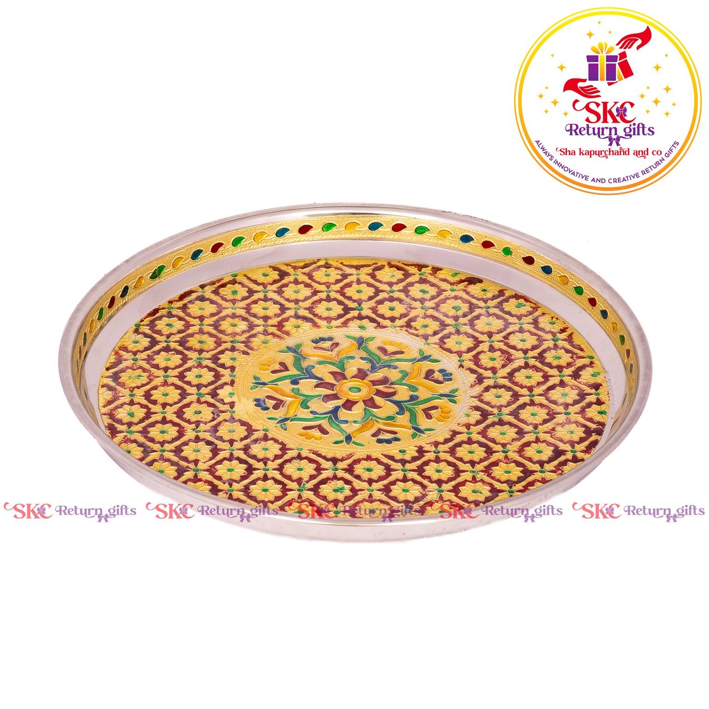 12 Inch Meenakari Pooja Plate