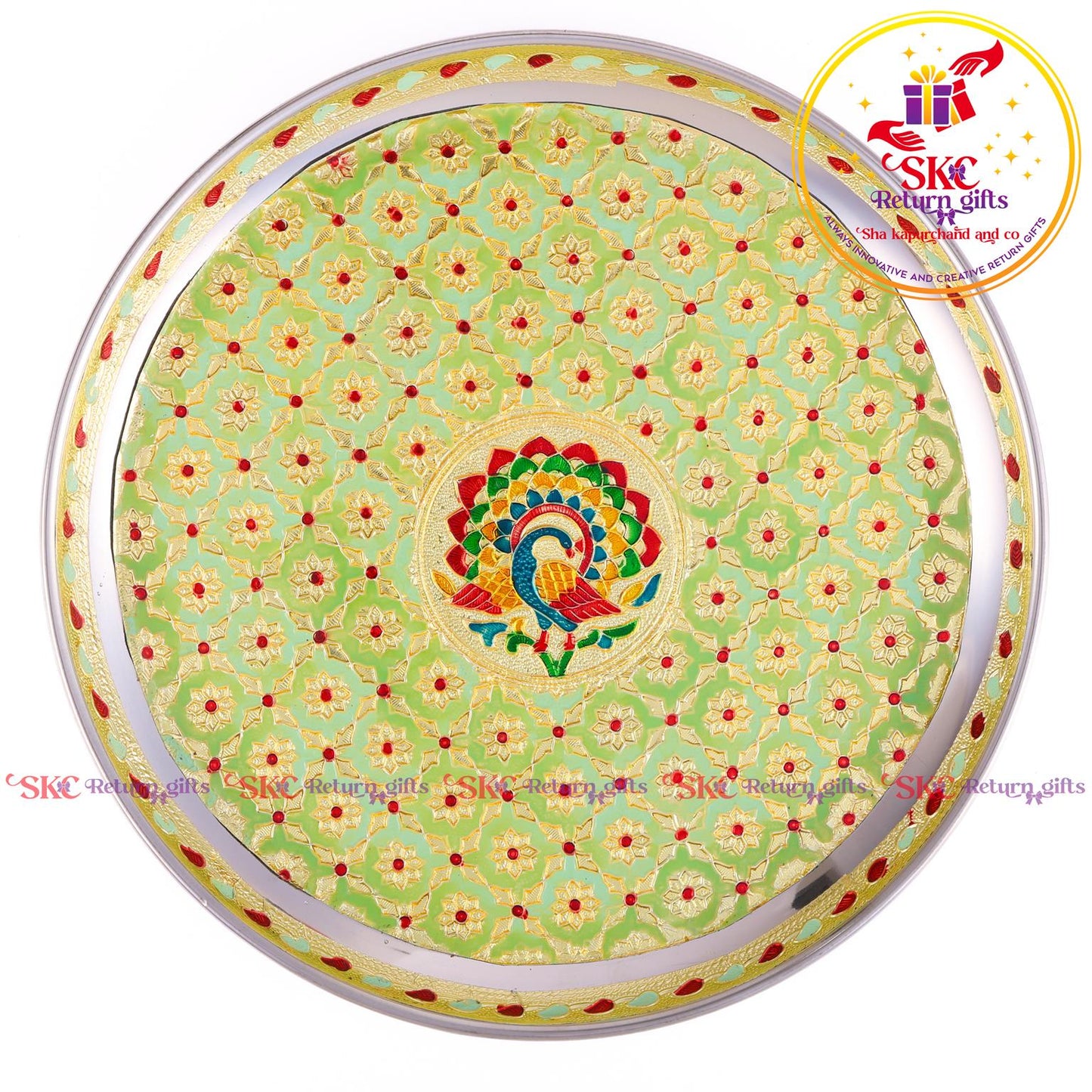12 Inch Meenakari Pooja Plate