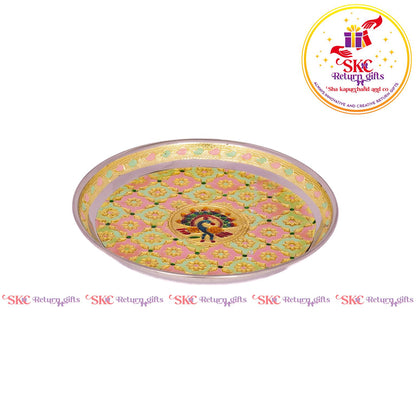 7 Inch Meenakari  Pooja Plate Double Elephant