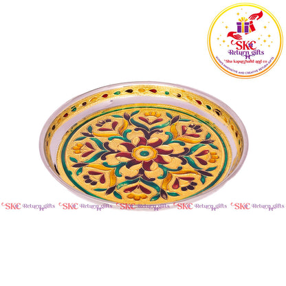 7 Inch Meenakari Pooja Plate Flower