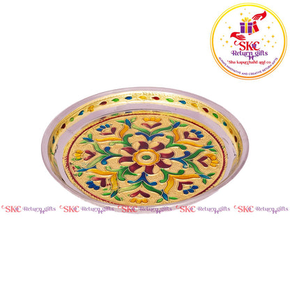 7 Inch Meenakari Pooja Plate Flower
