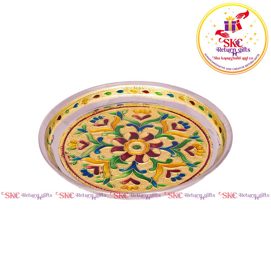 7 Inch Meenakari Pooja Plate Flower