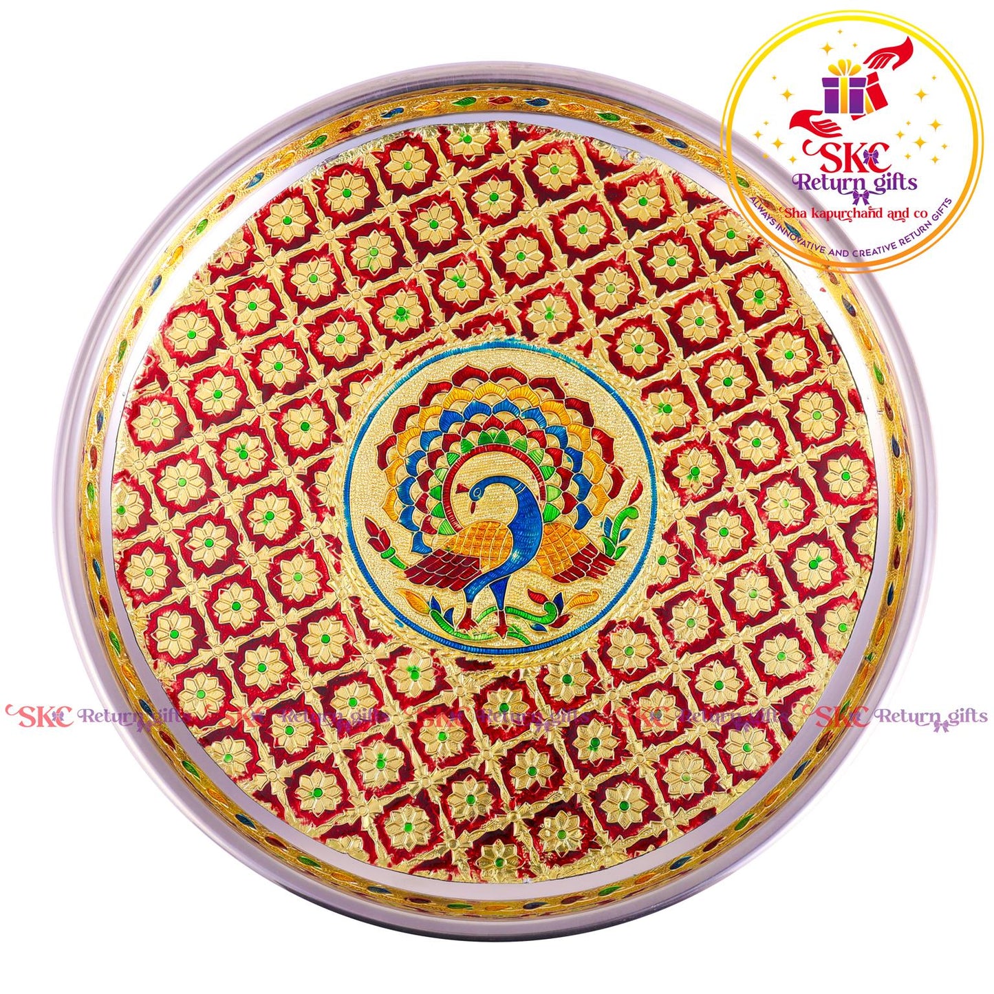 12 Inch Meenakari Pooja Plate