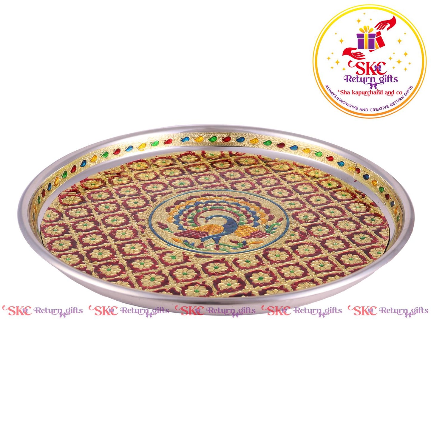 12 Inch Meenakari Pooja Plate