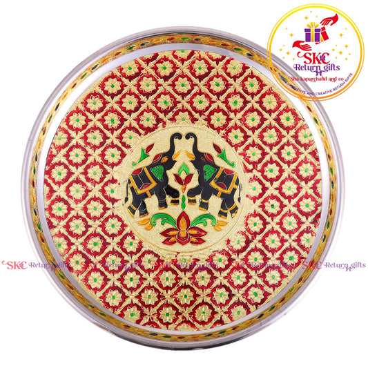 12 Inch Meenakari Pooja Plate