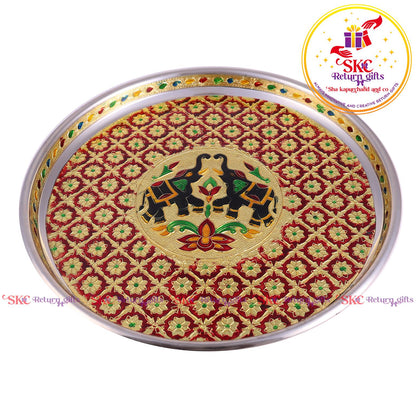 12 Inch Meenakari Pooja Plate
