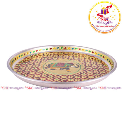 12 Inch Meenakari Pooja Plate
