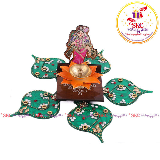 Mdf Acrylic Andal Diya Stand With Gift Set