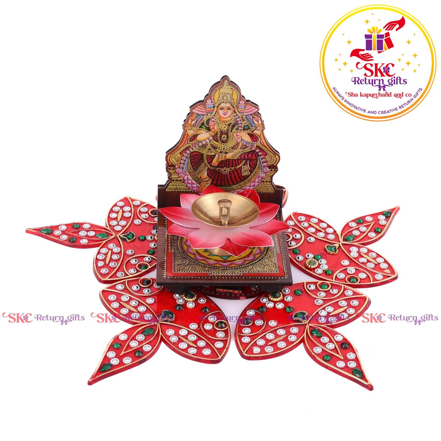 Mdf Acrylic Laxmi Diya Stand With Gift Set