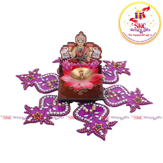 Mdf Acrylic Laxmi Ji Diya Stand With Gift Set
