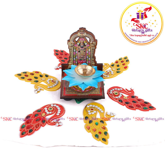 Mdf Acrylic Tirupati Balaji Diya Stand With Gift Set