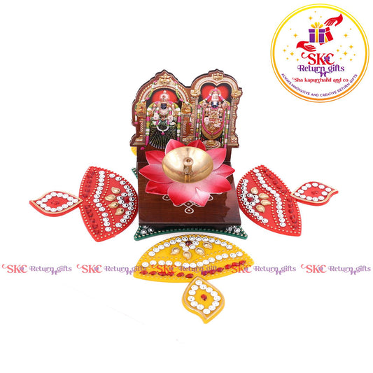 Mdf Acrylic Tirupathi Balaji Padmavathi Diya Stand With Gift Set