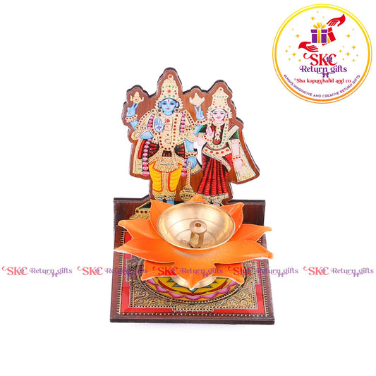 Mdf Acrylic Vishnu Laxmi Diya Stand With Diya