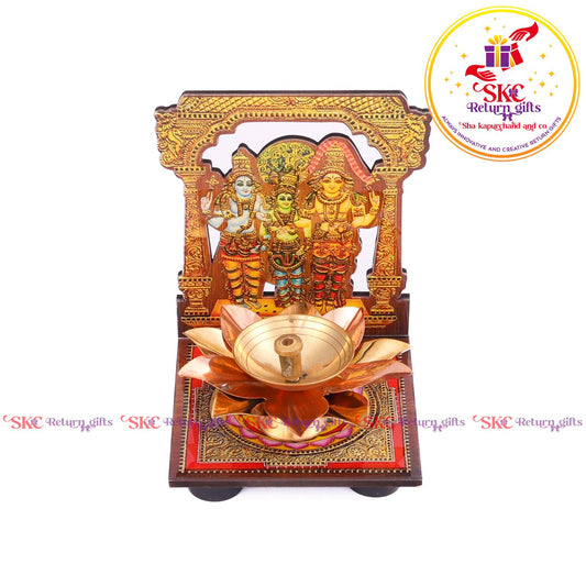 Mdf Acrylic Meenakshi Sundereshwar Kalyanam Diya Stand With Diya