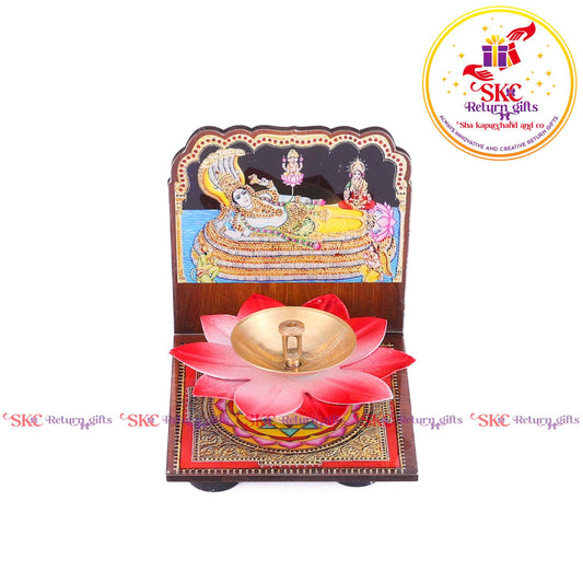 Mdf Acrylic Vishnu Diya Stand With Diya