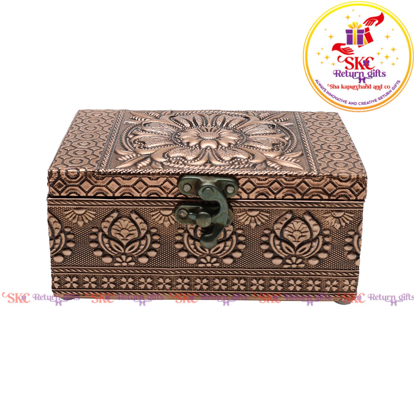 Pooja Box Flower Embosed 7x5