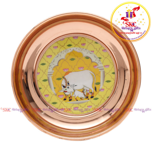 Pichwai Rose Gold Plating Pooja Plate
