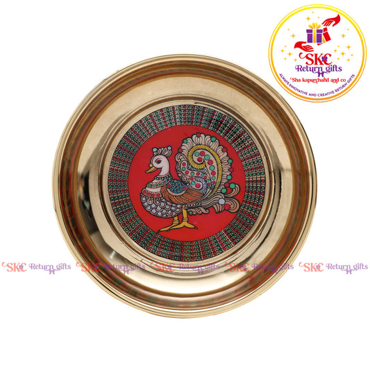 Pichwai Gold Plating Pooja Plate