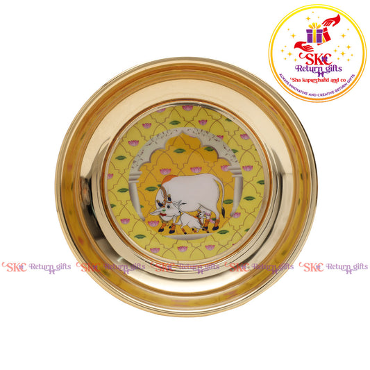 Pichwai Gold Plating Pooja Plate