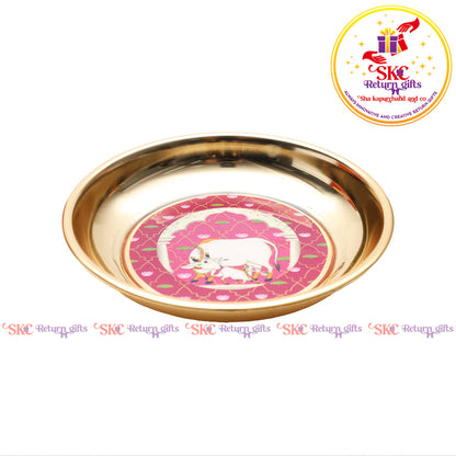 Pichwai Gold Plating Pooja Plate