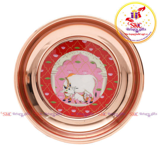 Pichwai Rose Gold Plating Pooja Plate