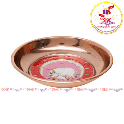 Pichwai Rose Gold Plating Pooja Plate