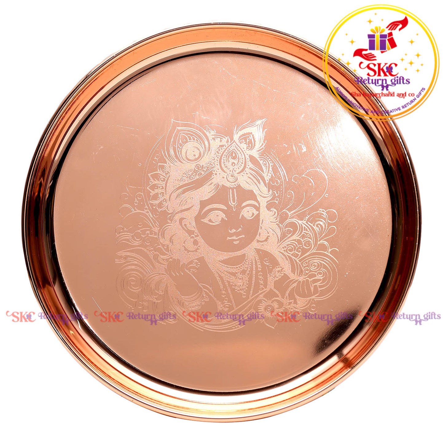 8 inch krishna pooja plate