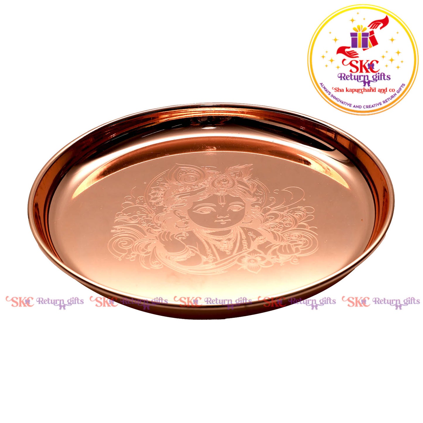 8 inch krishna pooja plate