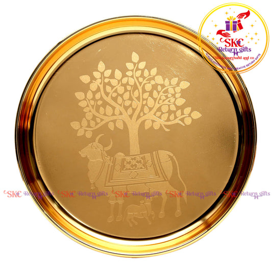 8 inch Kalpavriksha kamadhenu pooja plate