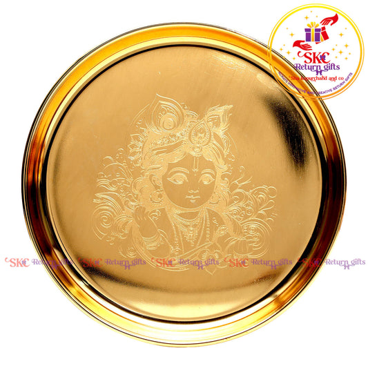8 inch krishna pooja plate