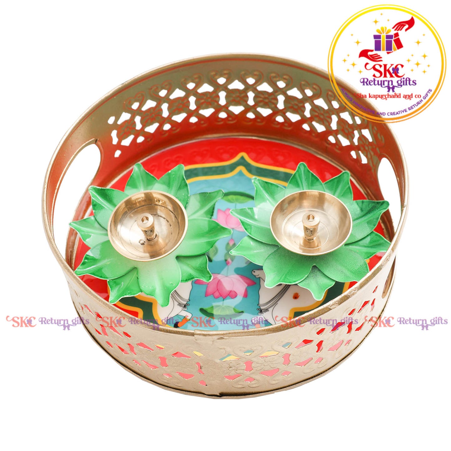6 inch pichwai tambulam gift set trays