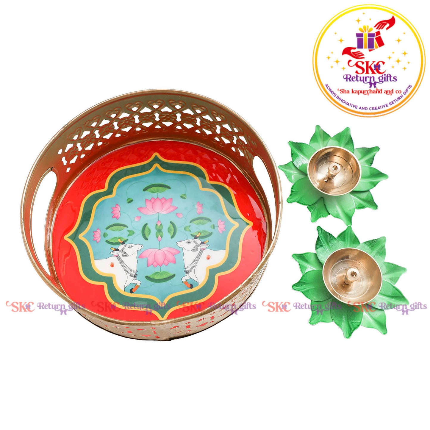 6 inch pichwai tambulam gift set trays