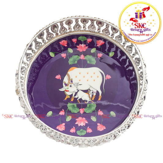 6 inch Pichwai silver trays