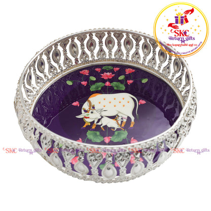 6 inch Pichwai silver trays