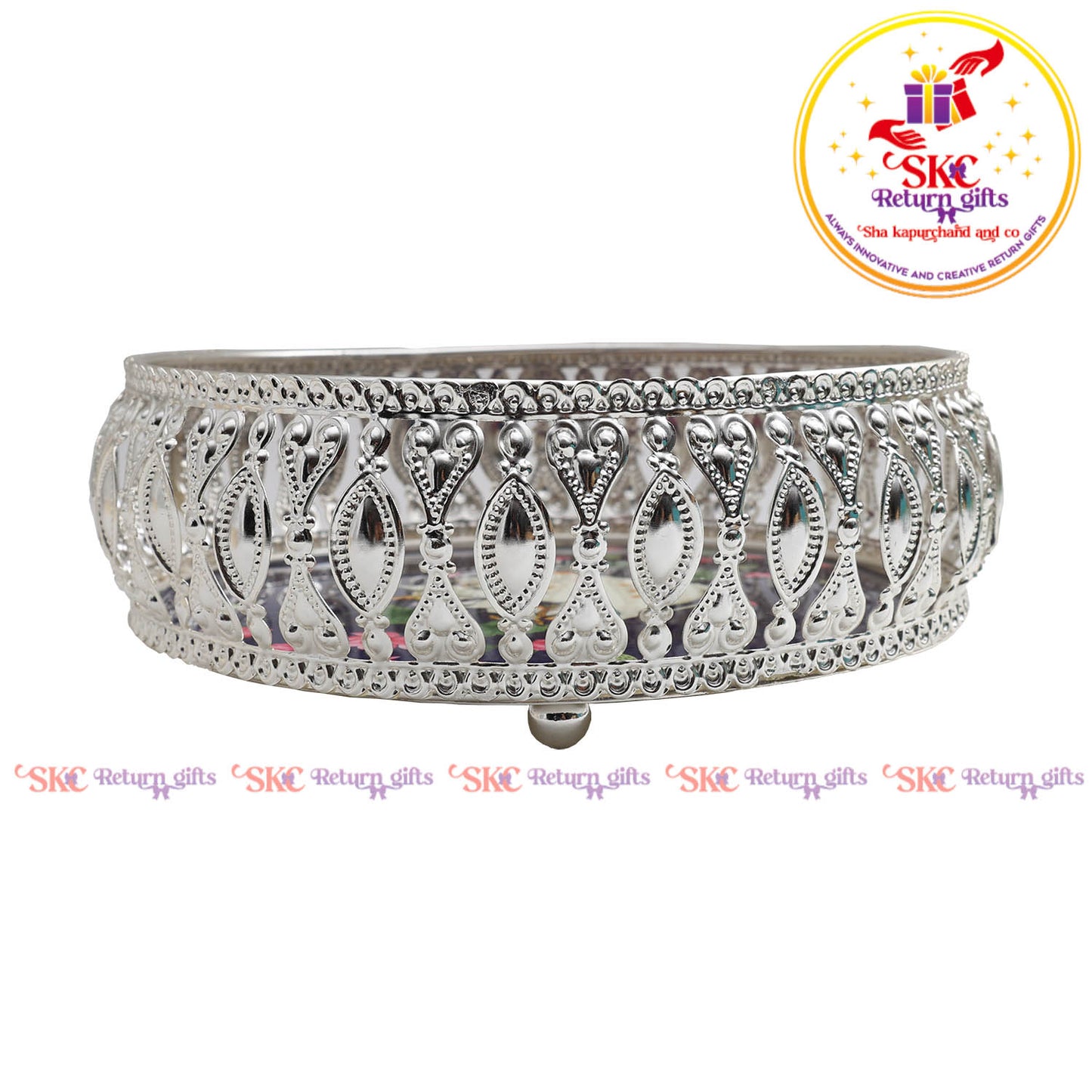 6 inch Pichwai silver trays