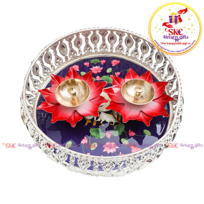 6 inch Pichwai Tambulam premium gift set trays