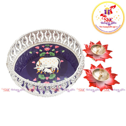 6 inch Pichwai Tambulam premium gift set trays