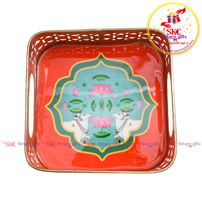 6x6 Pichwai tambulam trays