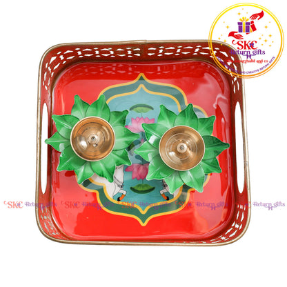 6x6 Pichwai tambulam gift set trays